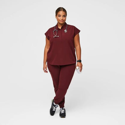 Stand Neck V-cut Scrub Top Jogger Set